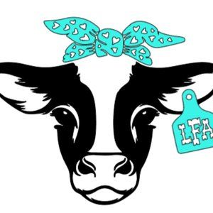 Personalized Cow with bow and tag sticker decal 7" x 5.5"